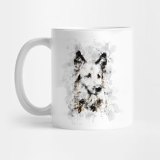 Ink Portrait of A German Shepherd Dog , A watercolor of German Shepard, German Shepherd dog painting, a German Shepherd portrait Mug